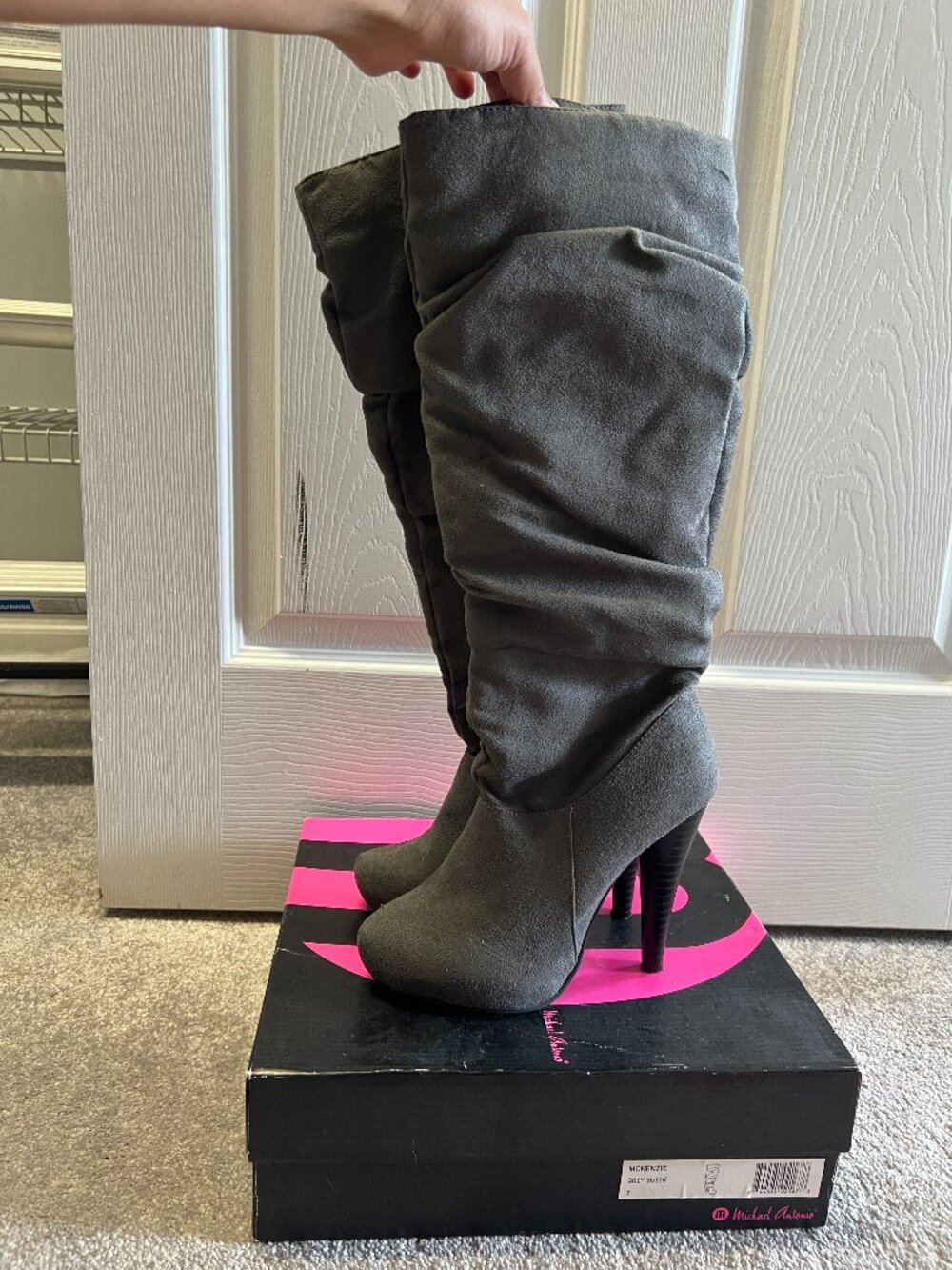 Michael Antonio McKenzie Grey Suede OTK Boots 7